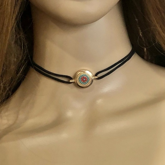 Steve Madden Evil Eye Layering Suede Choker - Picture 1 of 5